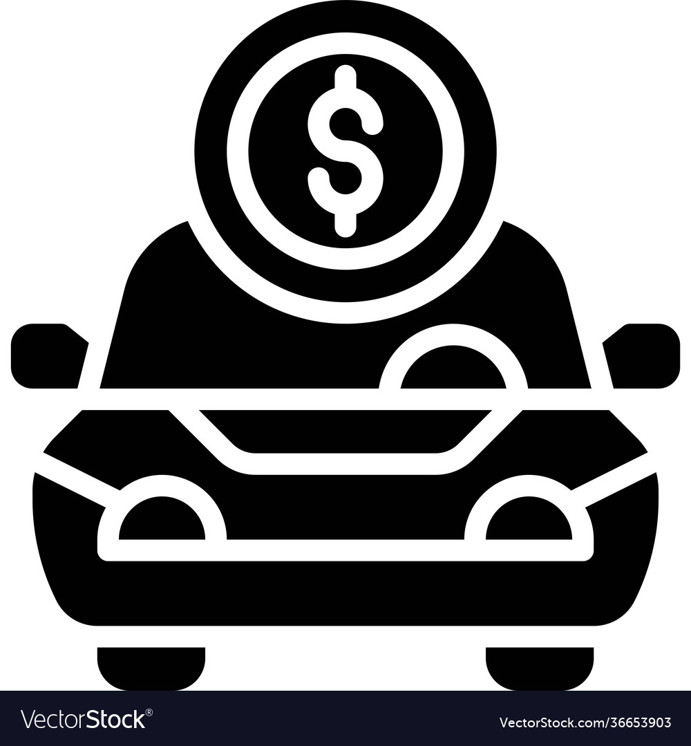 Car With Coin Icon Parking Lot Related Royalty Free Vector