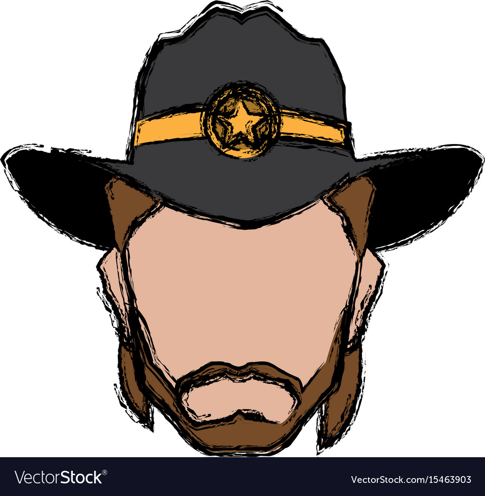 Cowboy face portrait of strong man Royalty Free Vector Image