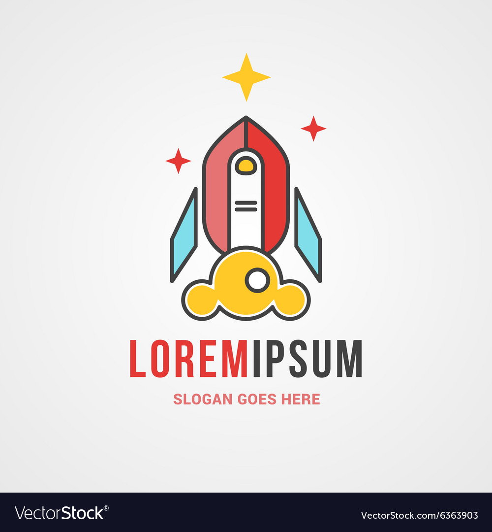 Logo template line art rocket symbol start up