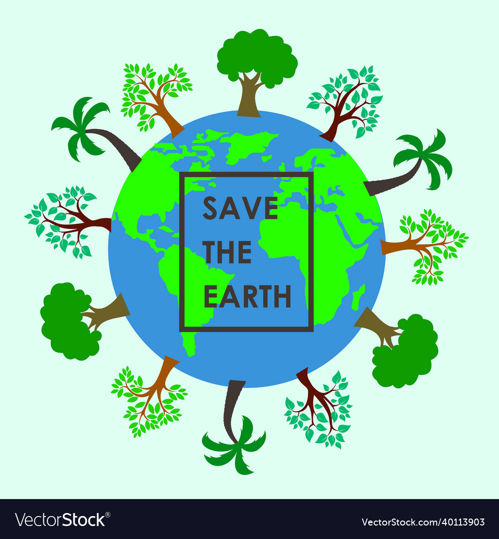 Save the earth slogan clip art logo etc Royalty Free Vector