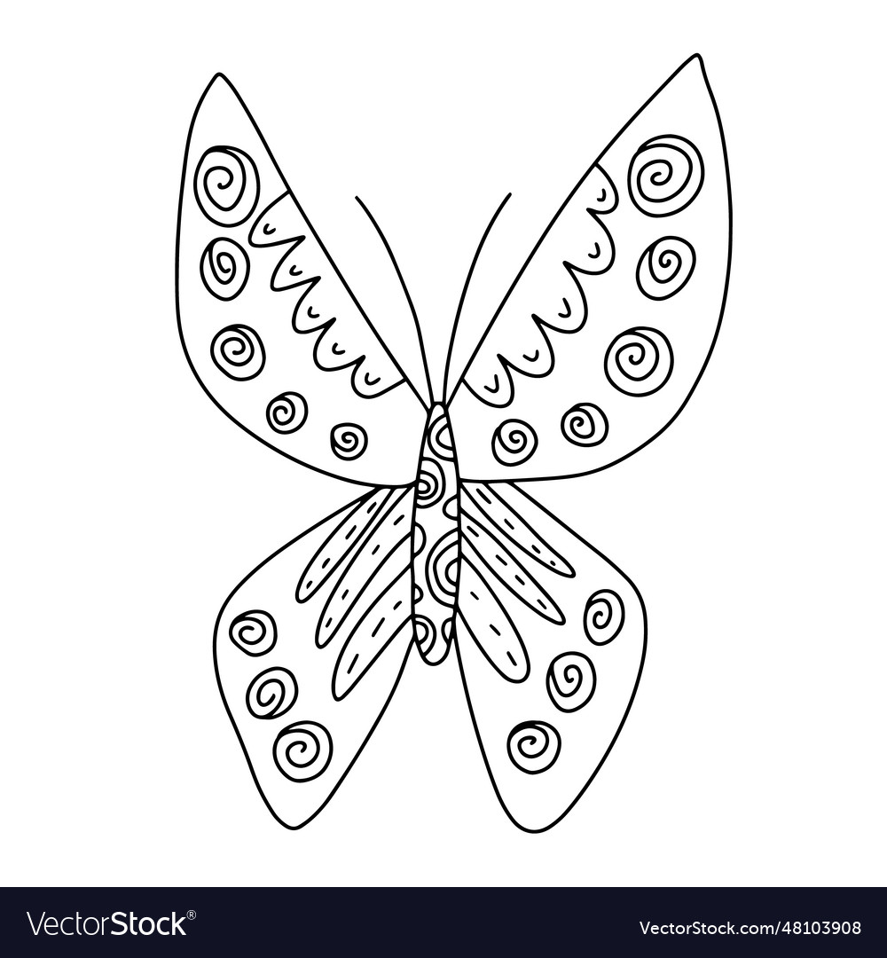 Cabbage butterfly coloring page Royalty Free Vector Image