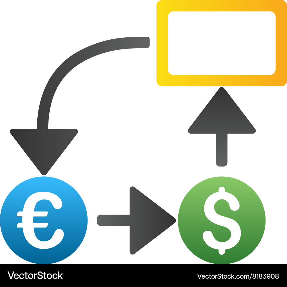 Dollar euro flow chart gradient icon Royalty Free Vector