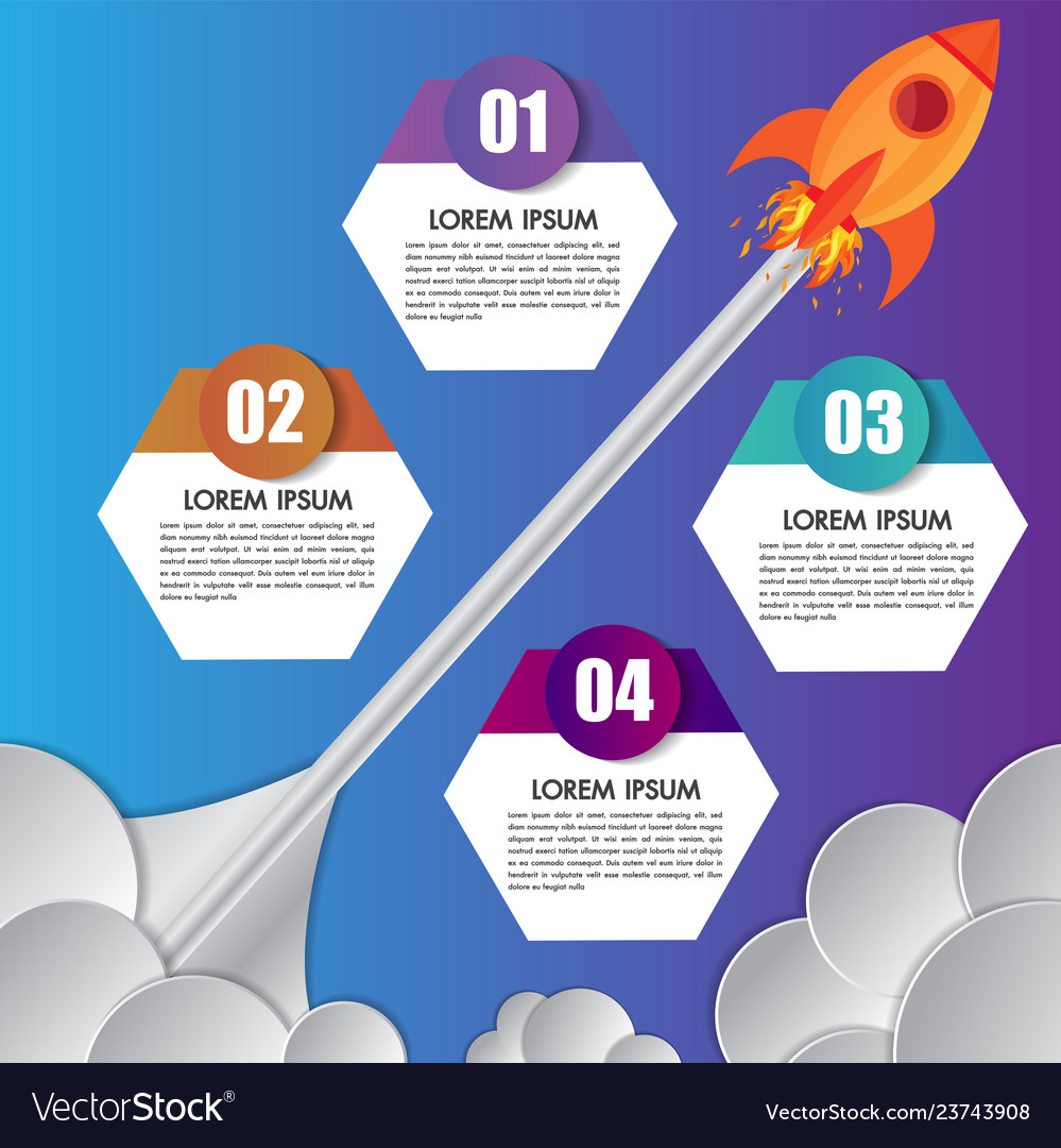 Infografiken Design Template Rakete 4 Optionen