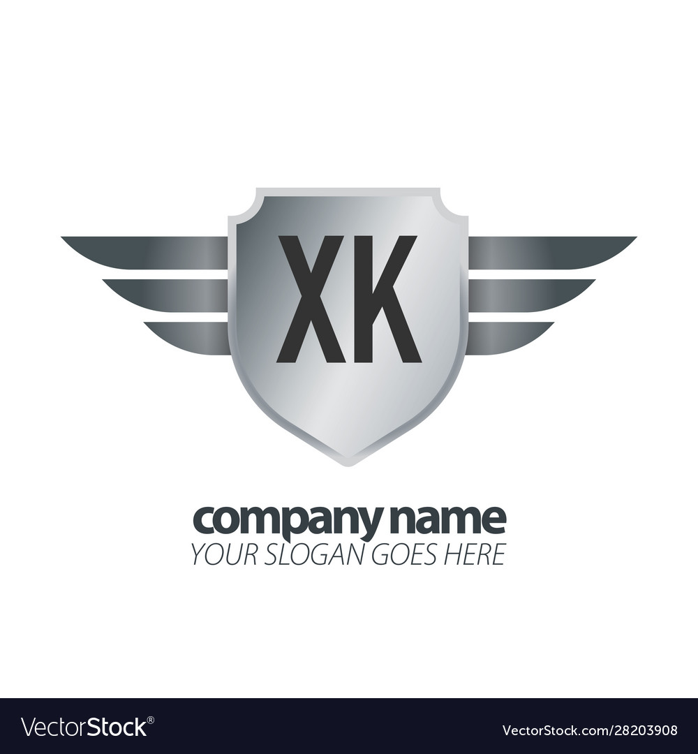 Initial letter xk shield icon design logo wing