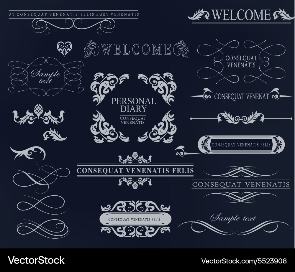 Set calligraphic elements for design Royalty Free Vector