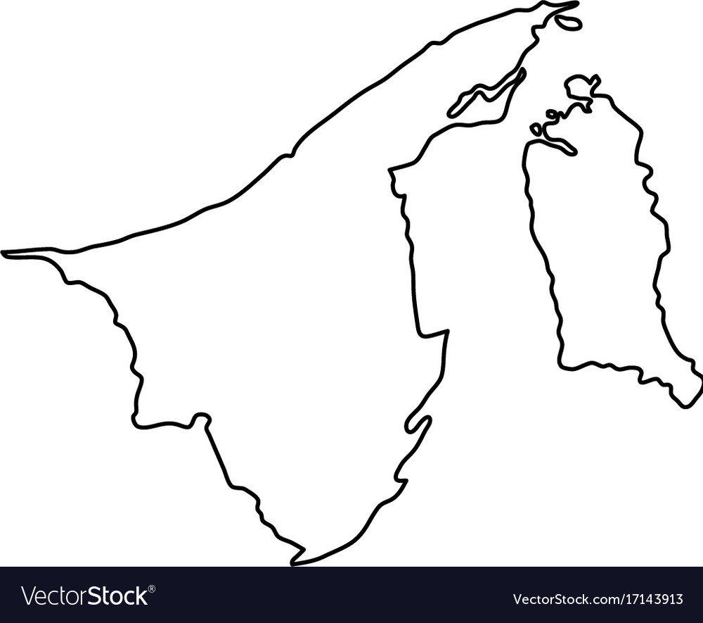 Brunei map of black contour curves of Royalty Free Vector