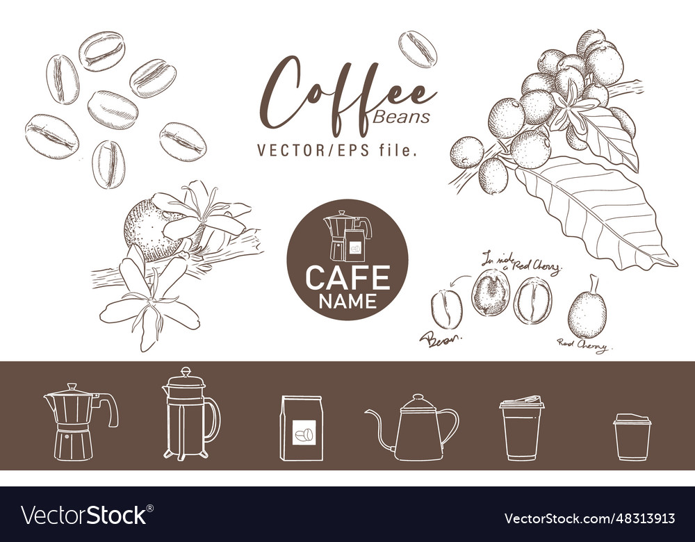 Coffee and bakery watercolor set Royalty Free Vector Image