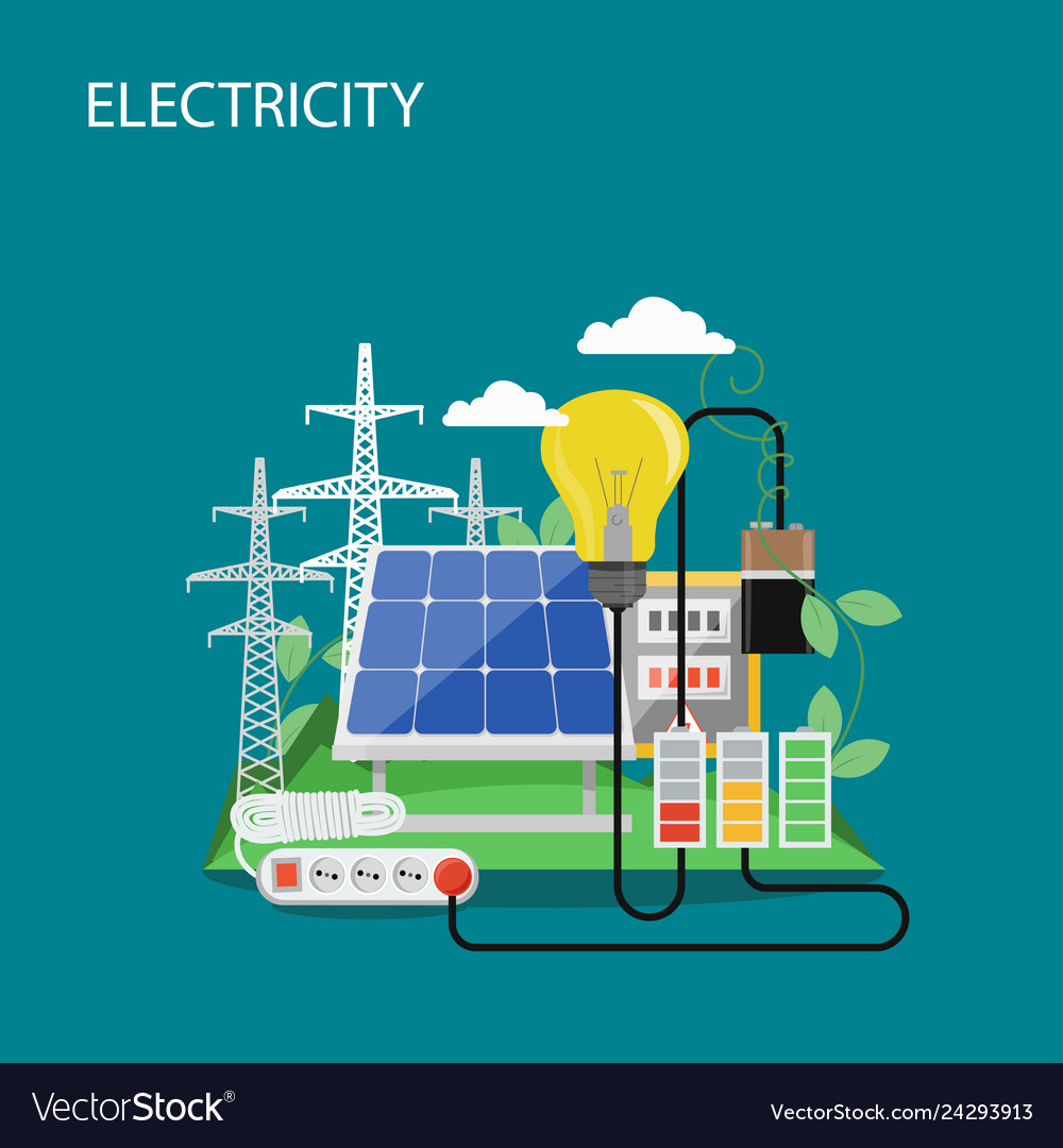 Electricity concept flat style design Royalty Free Vector