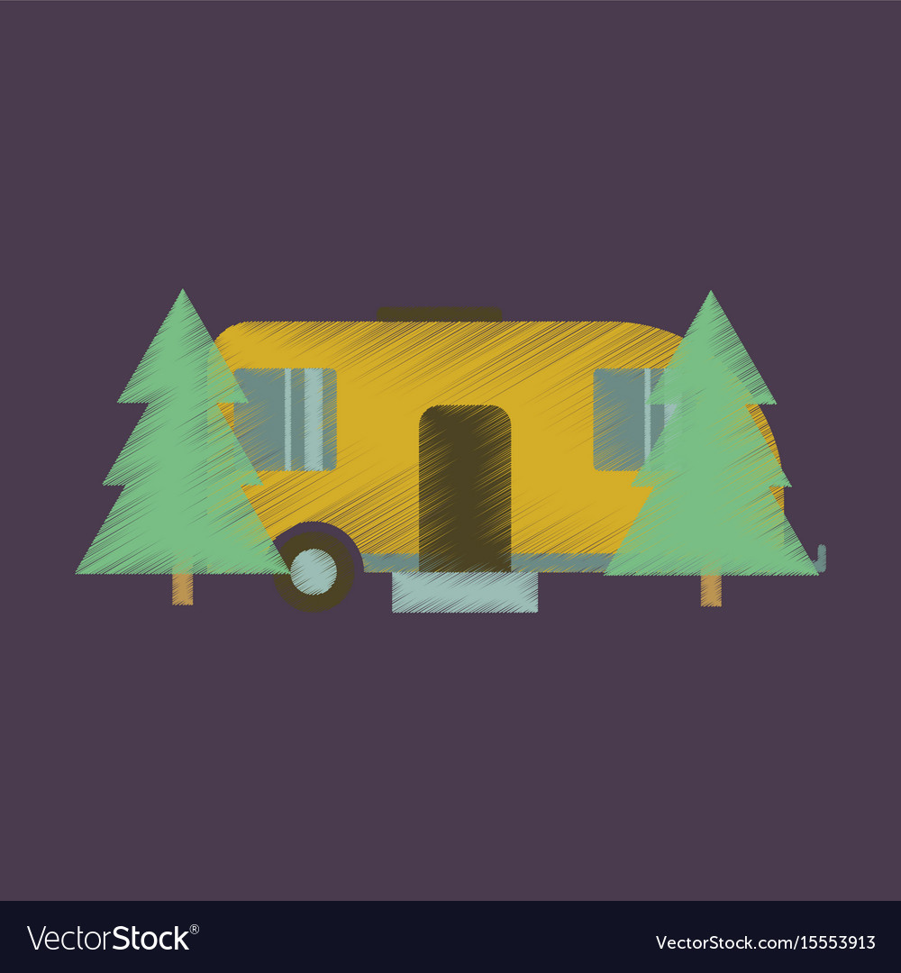 Flat icon in shading style trailer forest