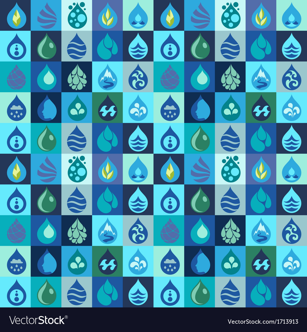 Seamless pattern with water icons in flat design