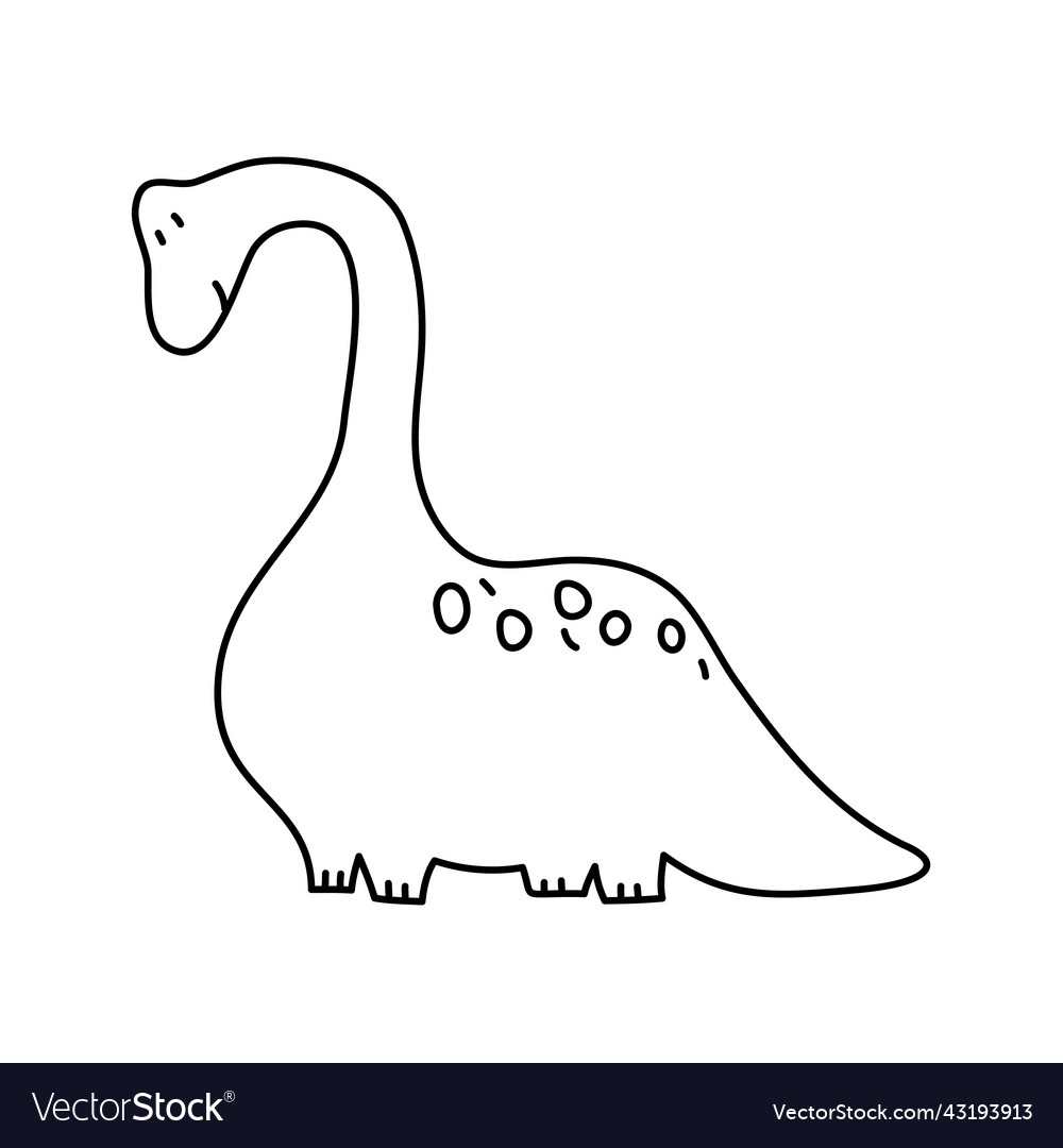 Vector Stylized cute monoline dinosaur Turannosaurus isolated on