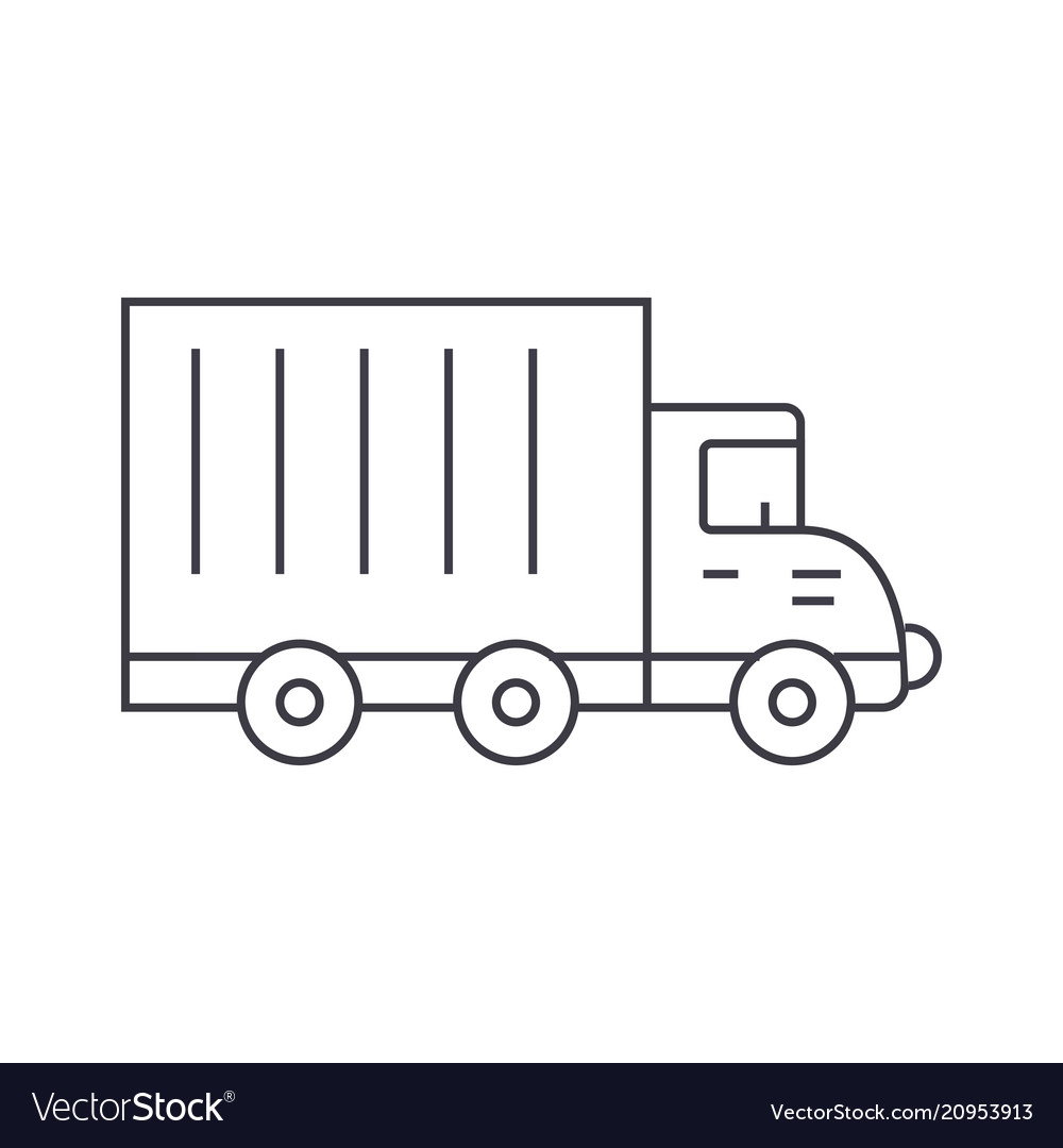 Truck car thin line icon concept linear