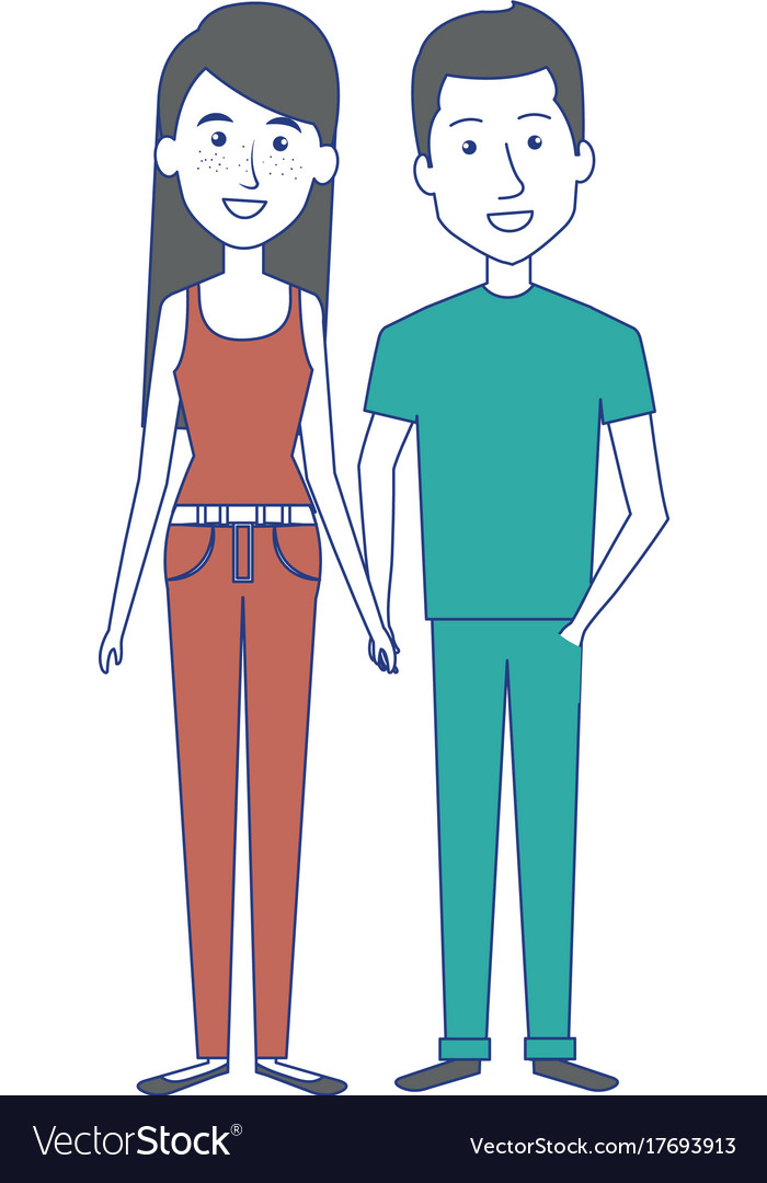 Young couple standing avatars Royalty Free Vector Image