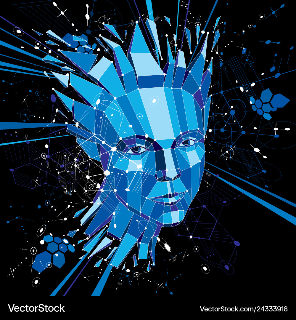 Artificial intelligence head low poly style 3d Vector Image