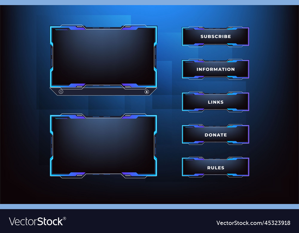 Creative streaming overlay design for online Vector Image