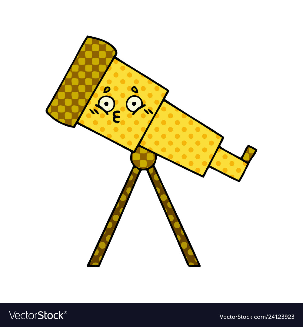 Comic book style cartoon telescope Royalty Free Vector Image