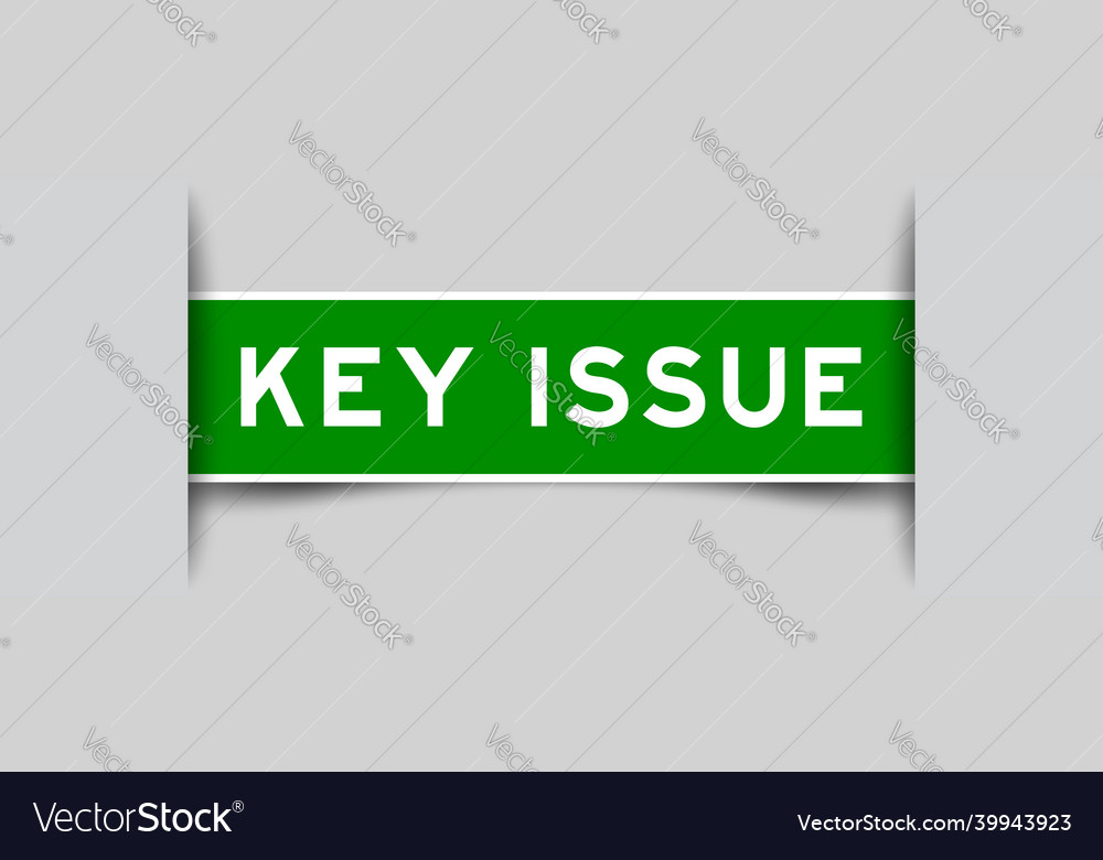 Inserted green color label sticker with word key