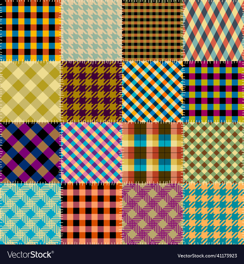 Patchwork Textile Pattern Seamless Quilting Vector Image