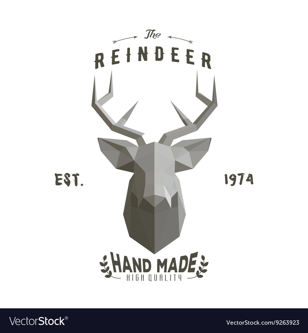 Polygonal hipster logo with head of deer