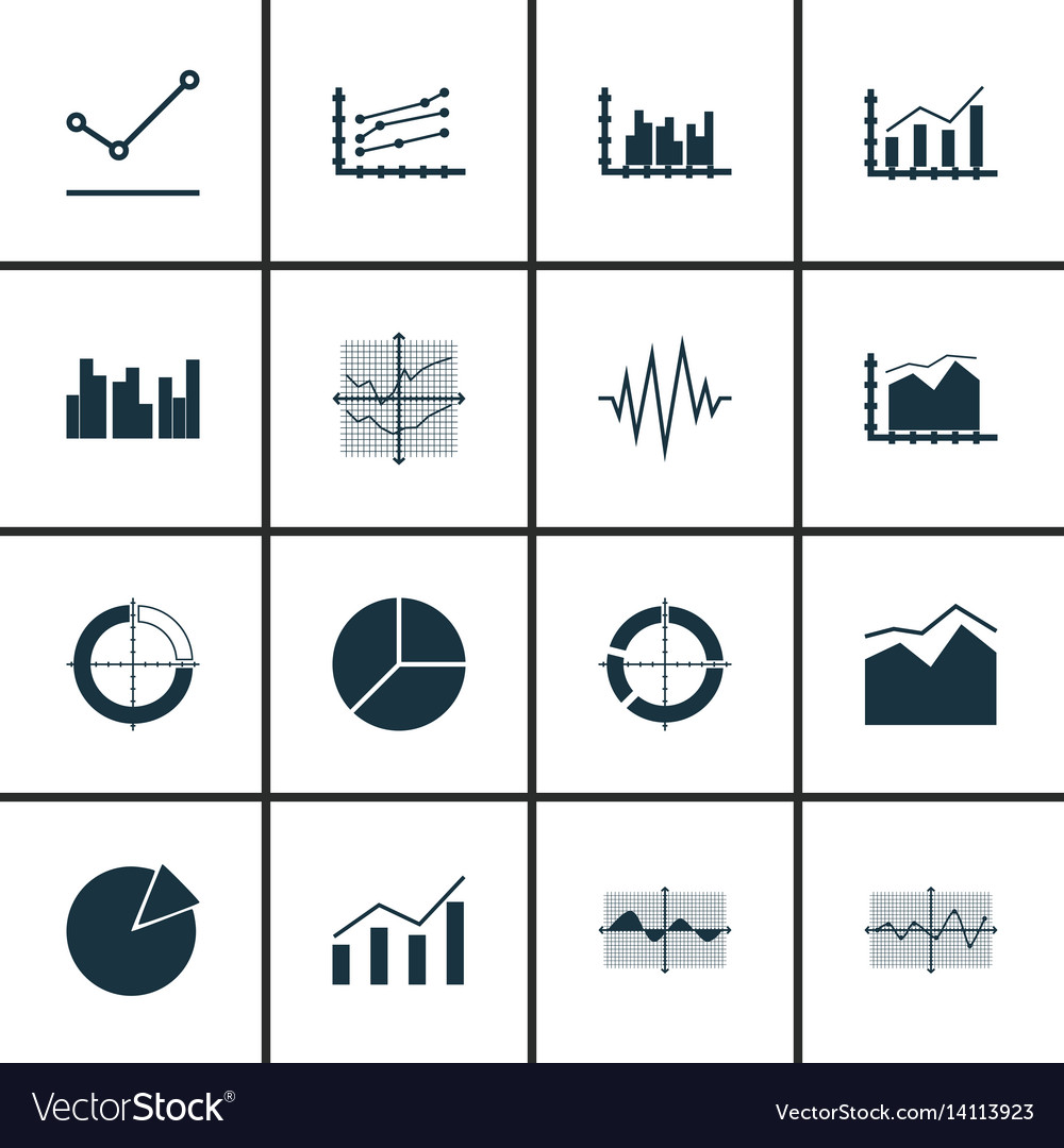 Set of graphs diagrams and statistics icons