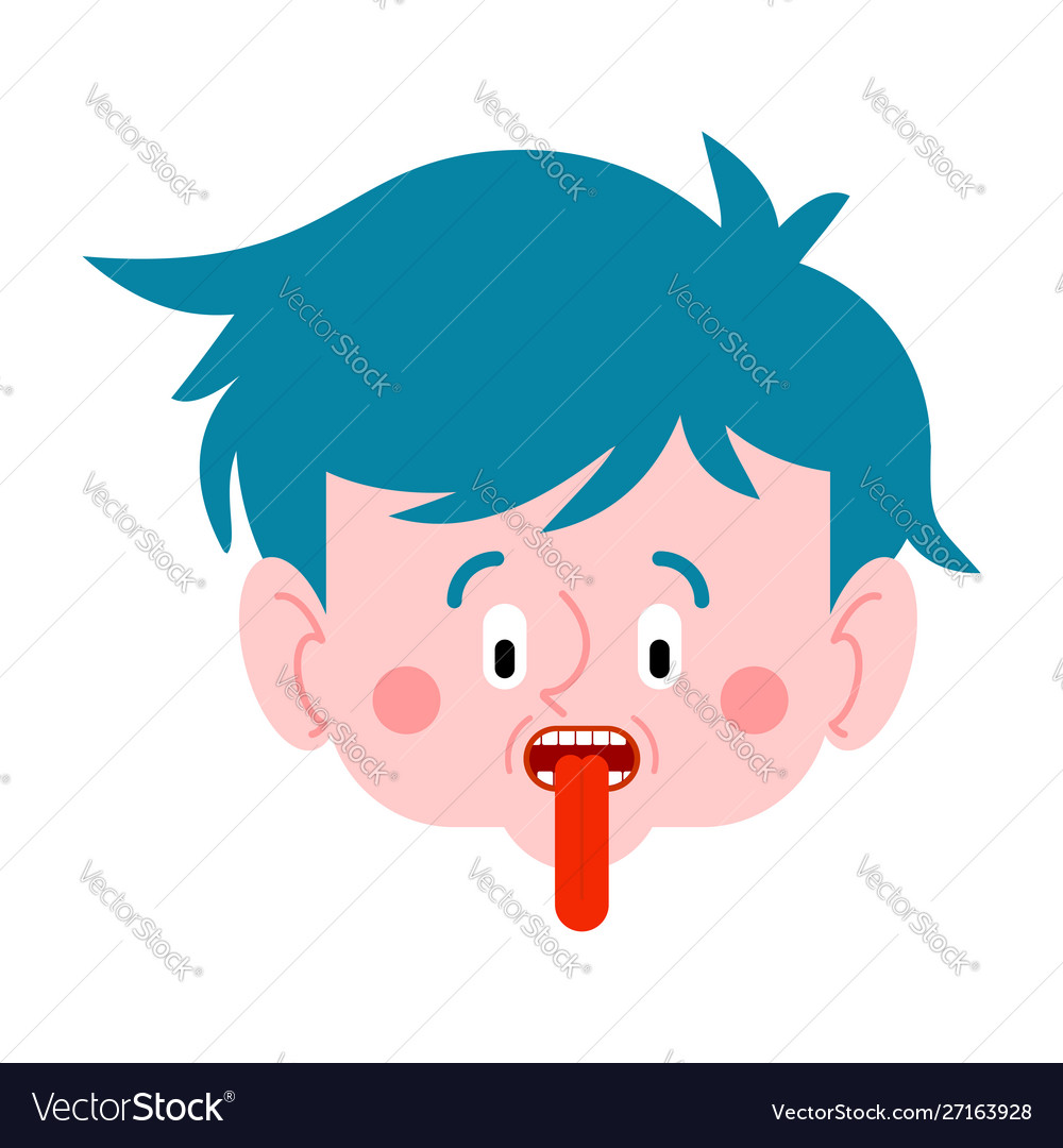 Boy shows tongue portraitboy Royalty Free Vector Image