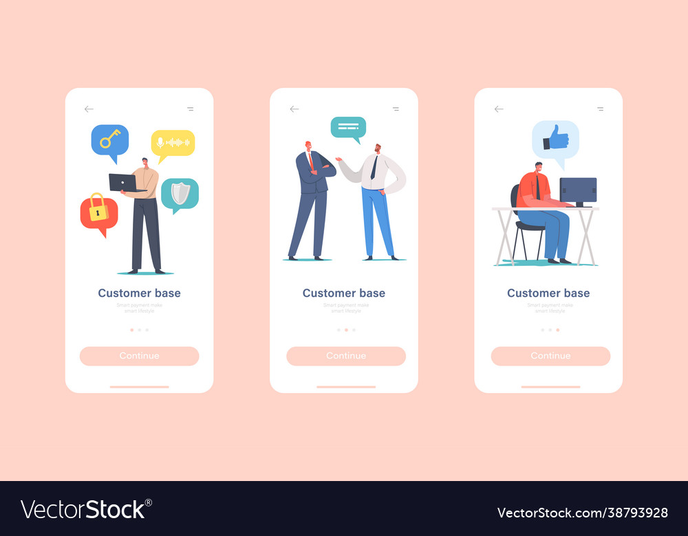 Customers base expand mobile app page onboard Vector Image