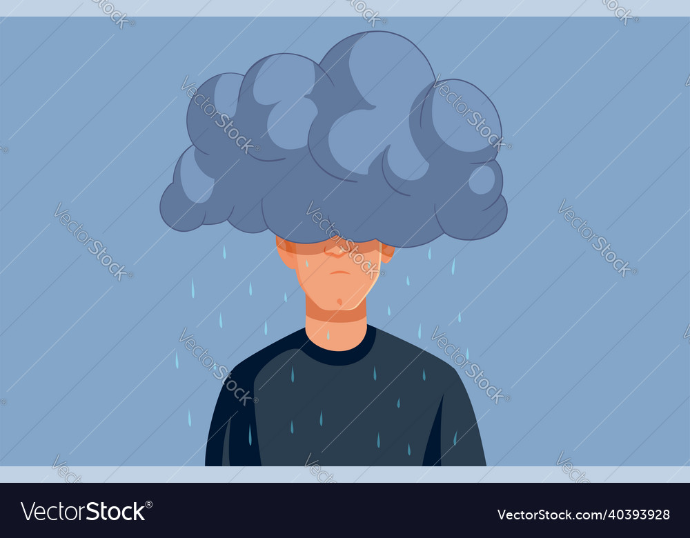 Depressed unhappy man feeling under the weather Vector Image