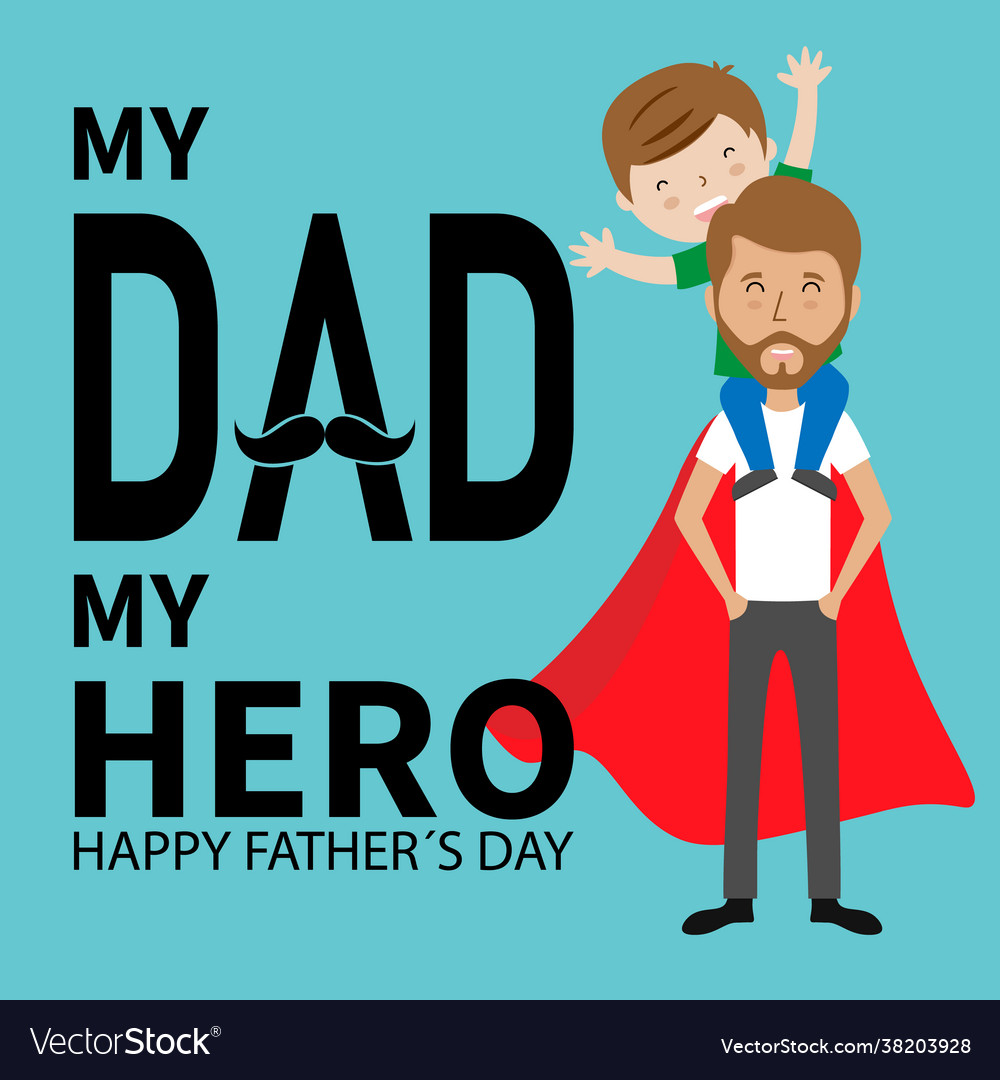 Fathers day card boy with his father Royalty Free Vector