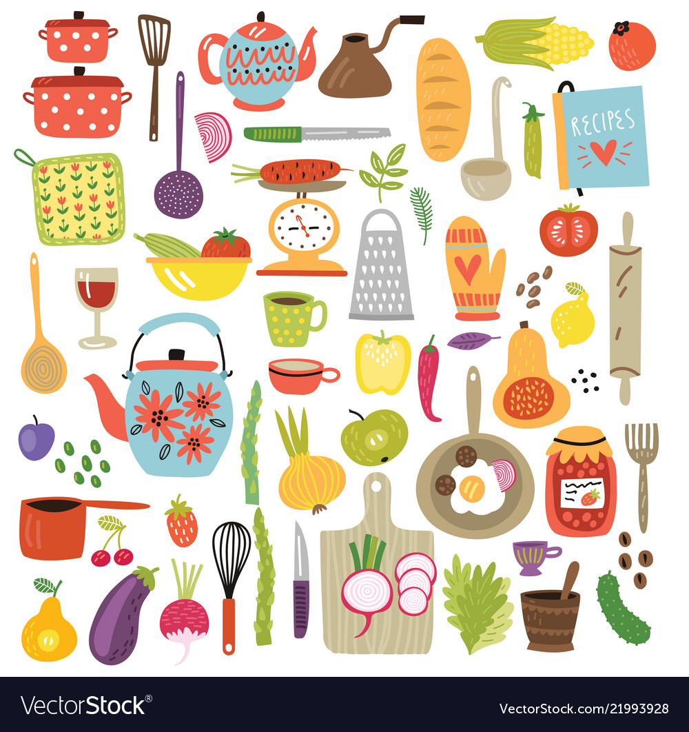 Kitchen set Royalty Free Vector Image - VectorStock
