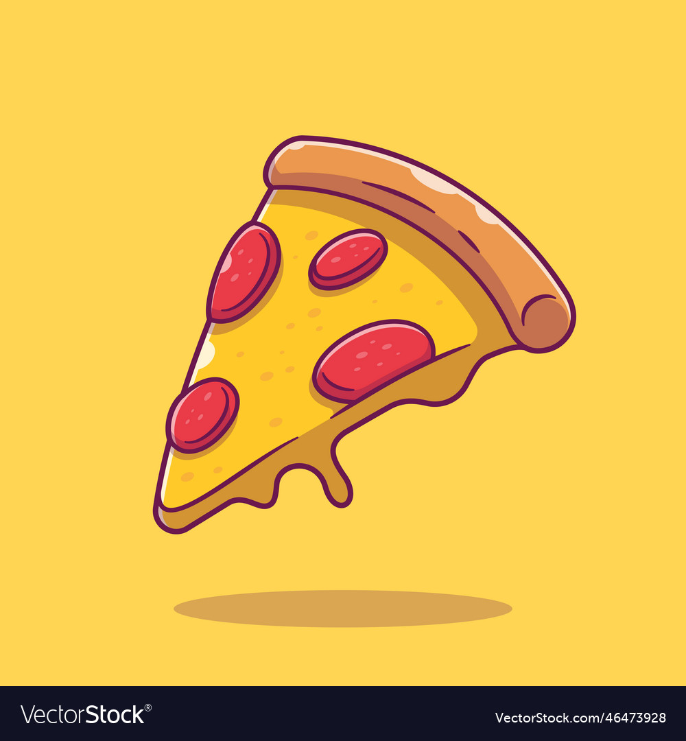 Pizza slice melted cartoon Royalty Free Vector Image