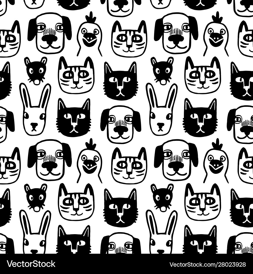 Seamless pattern with cute animals Royalty Free Vector Image