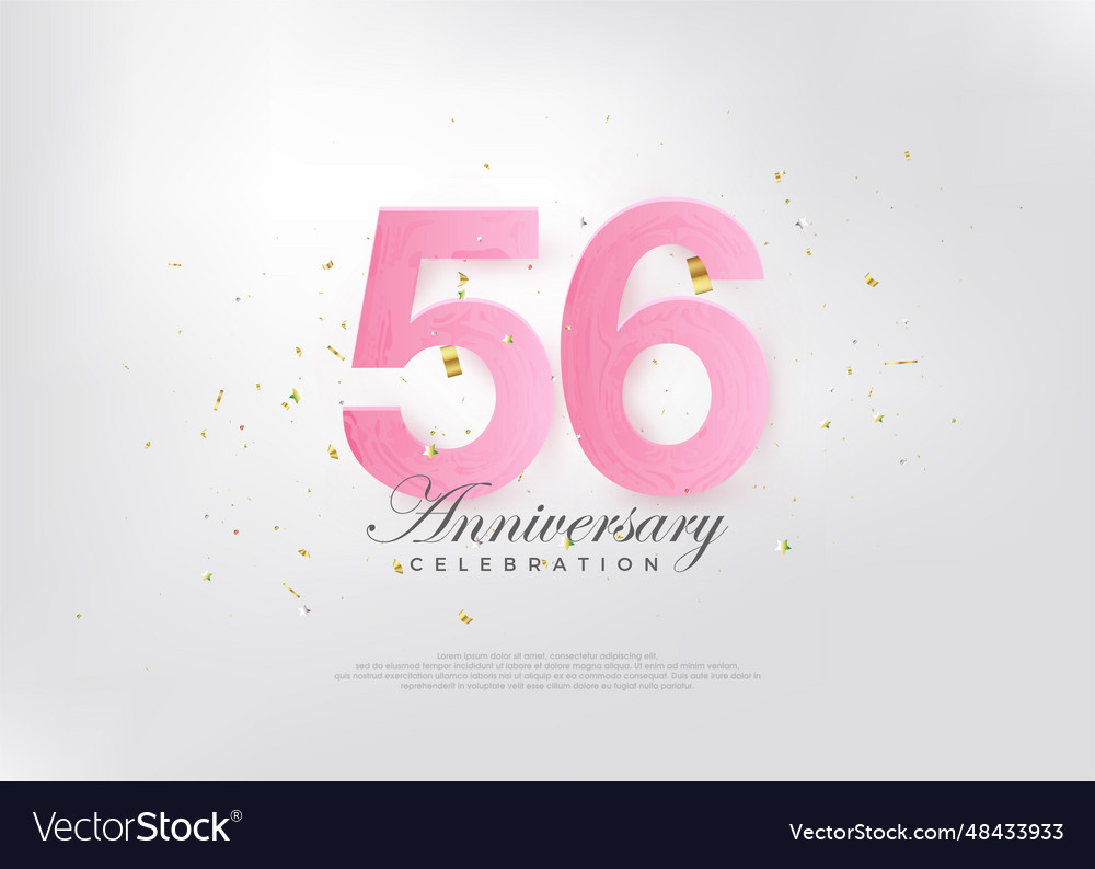 56th anniversary celebration with beautiful pink Vector Image