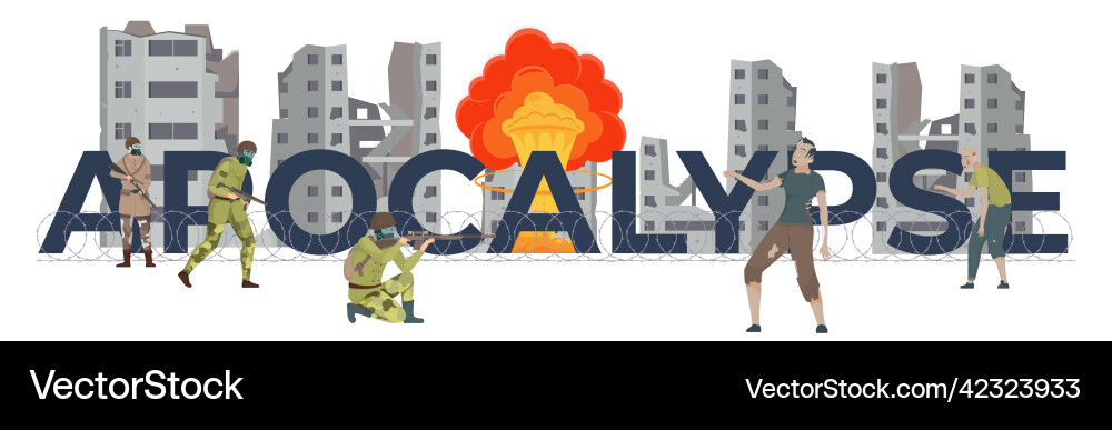 Apocalypse city flat Royalty Free Vector Image