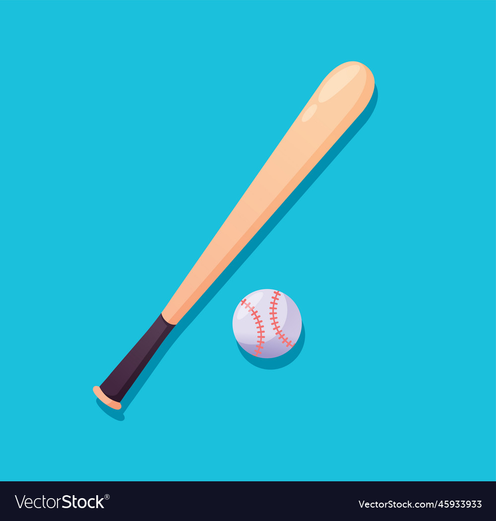 Baseball bat and ball isolated Royalty Free Vector Image