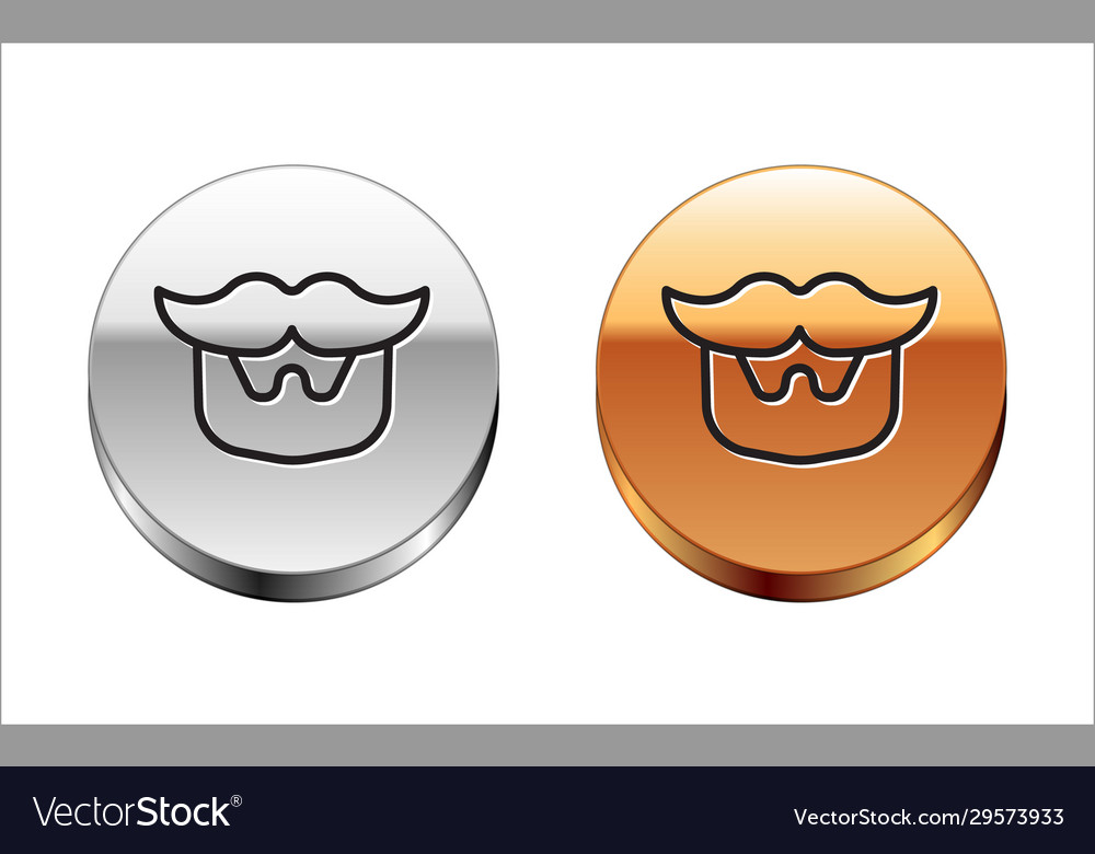 Black line mustache and beard icon isolated