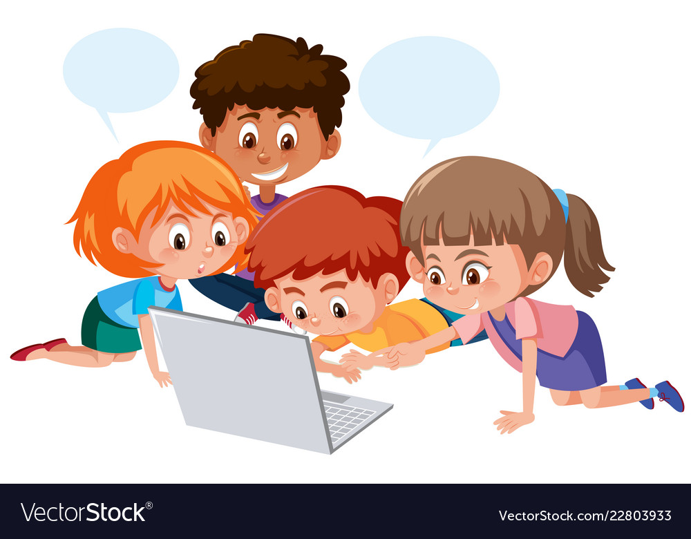 Child teen playing online video games on computer Vector Image