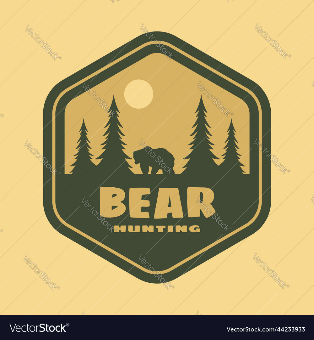 Vintage hand drawn bear hunting badge perfect