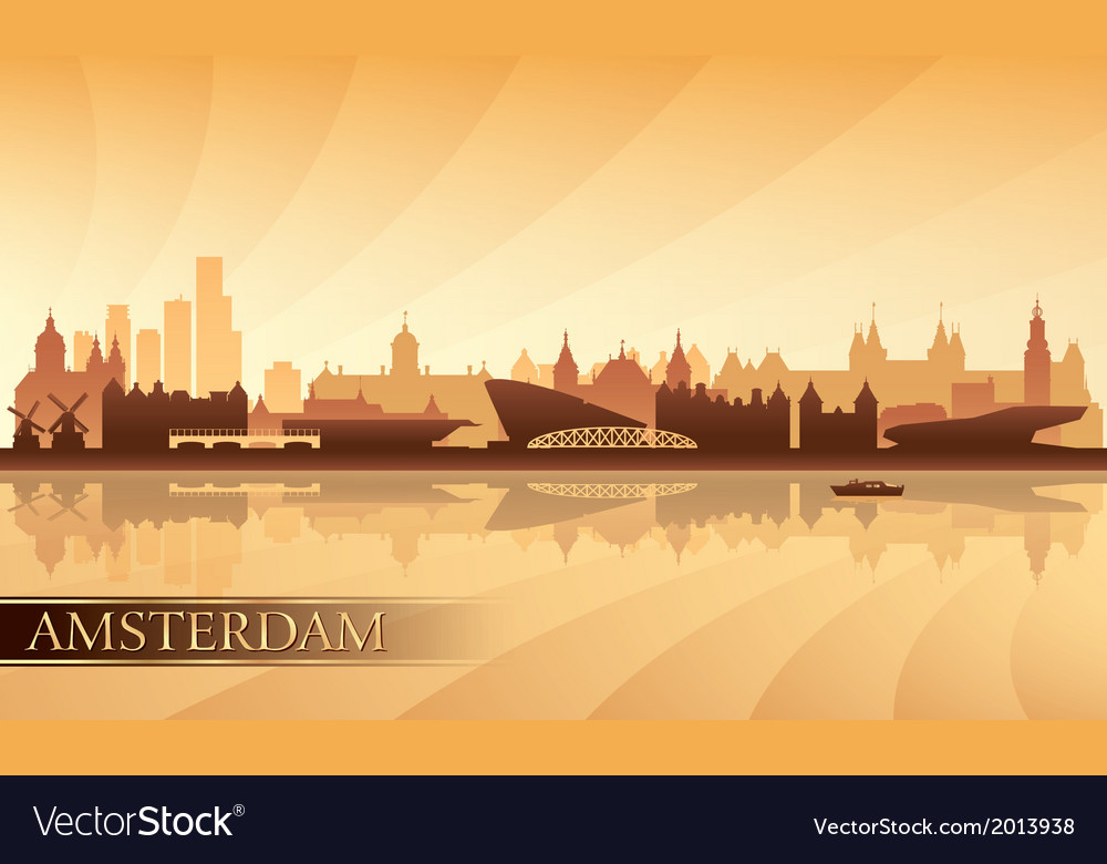 Amsterdam City Skyline Silhouette Background Vector Image 5542