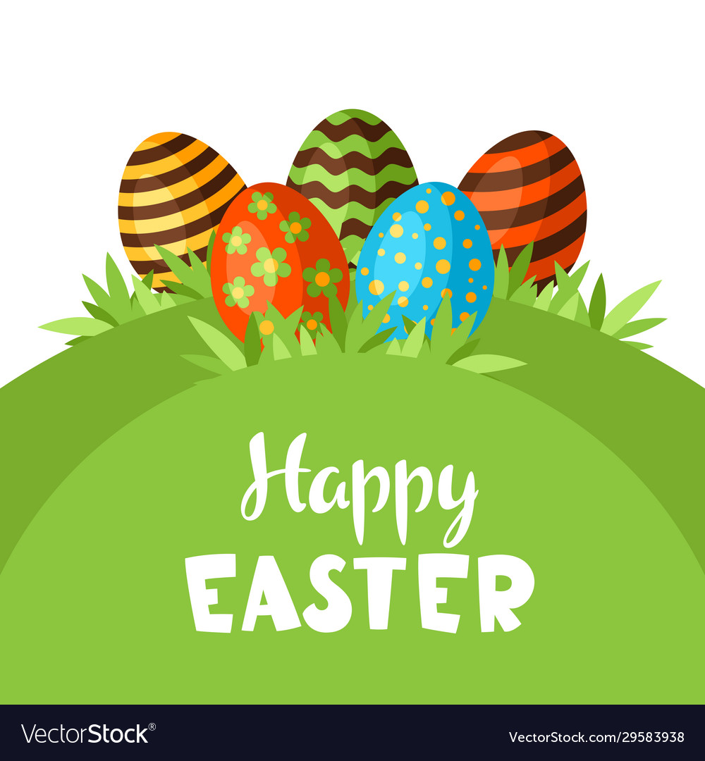 Happy easter background with holiday items Vector Image