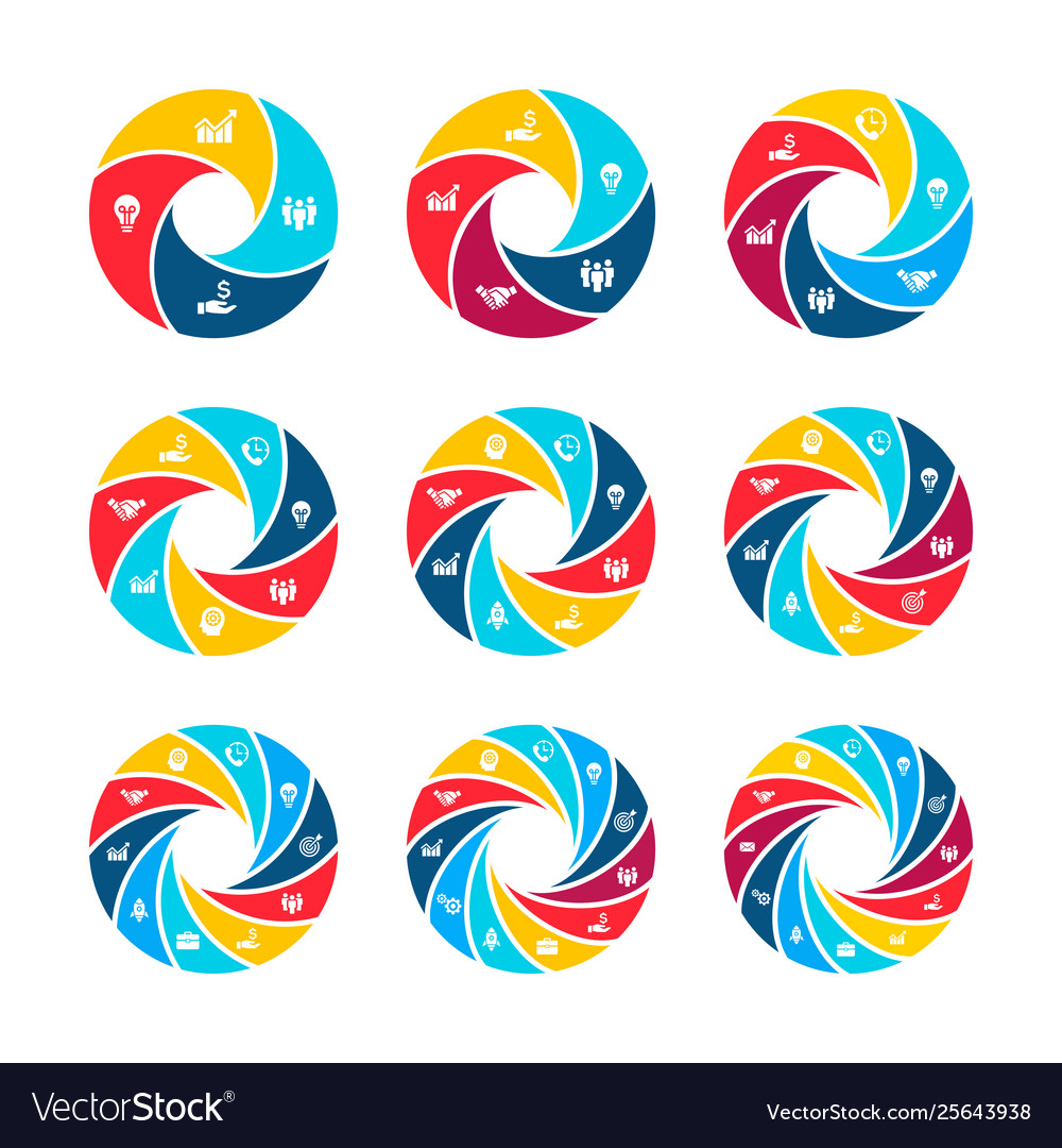 Infographic set cycle elements with 4 5 6 7 8 Vector Image