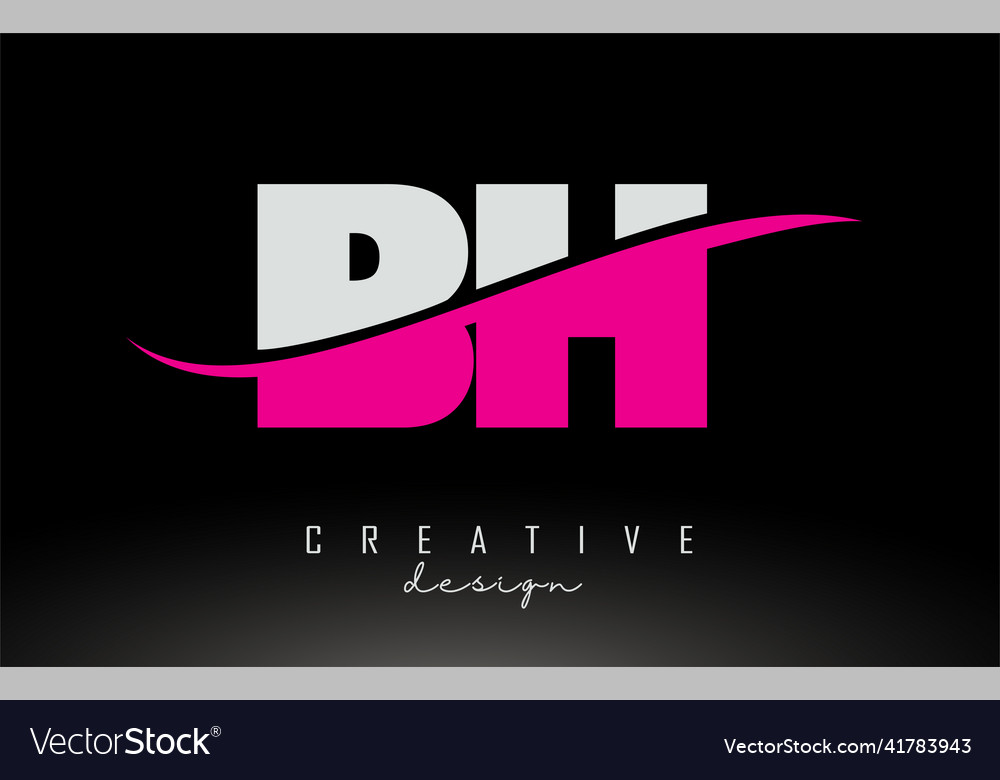 Bh b h white and pink letter logo with swoosh