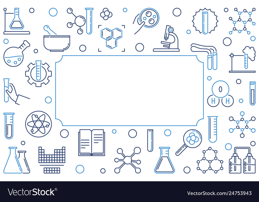 Chemical Outline Horizontal Banner Or Frame Vector Image