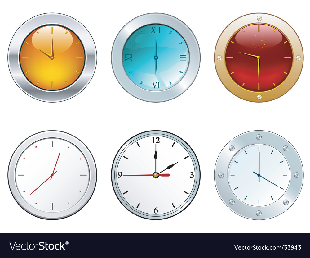 Clocks in different styles Royalty Free Vector Image