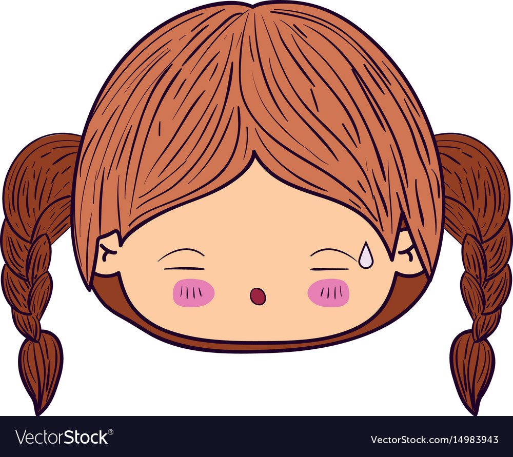 Colorful caricature kawaii face little girl Vector Image