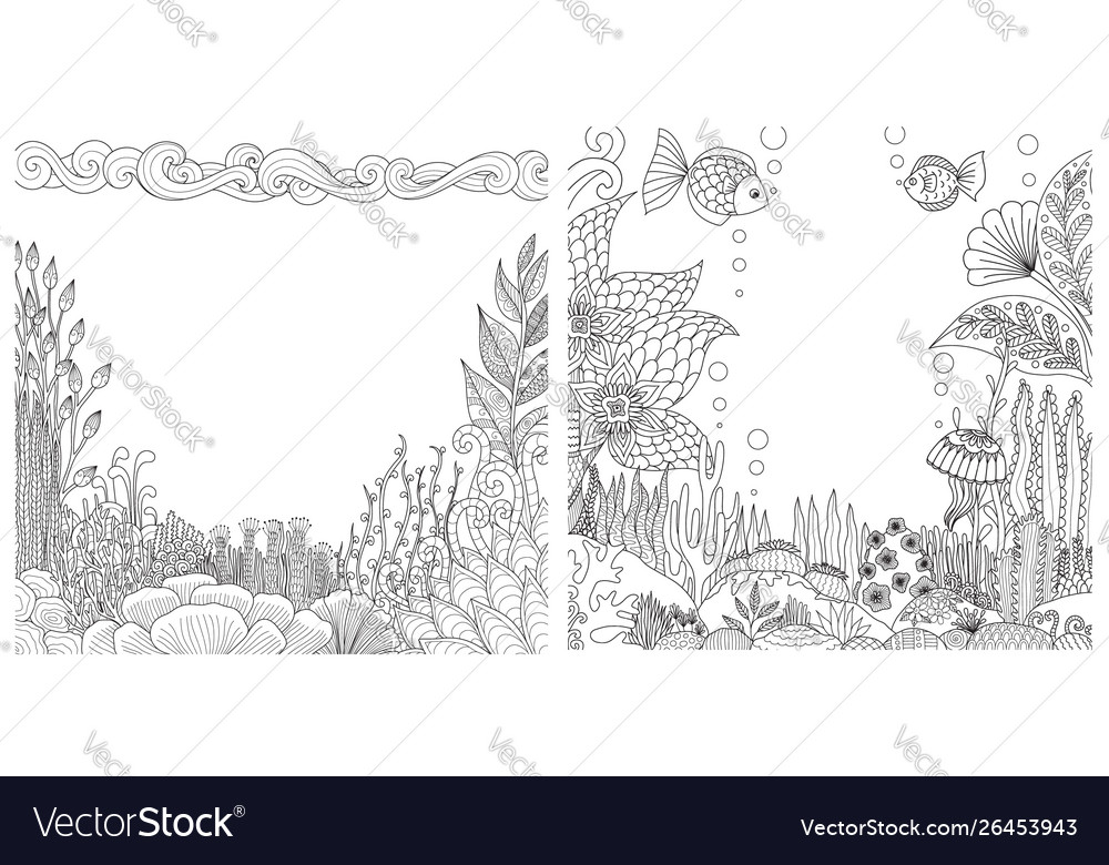 Coral reefs set vector image Coral reefs set