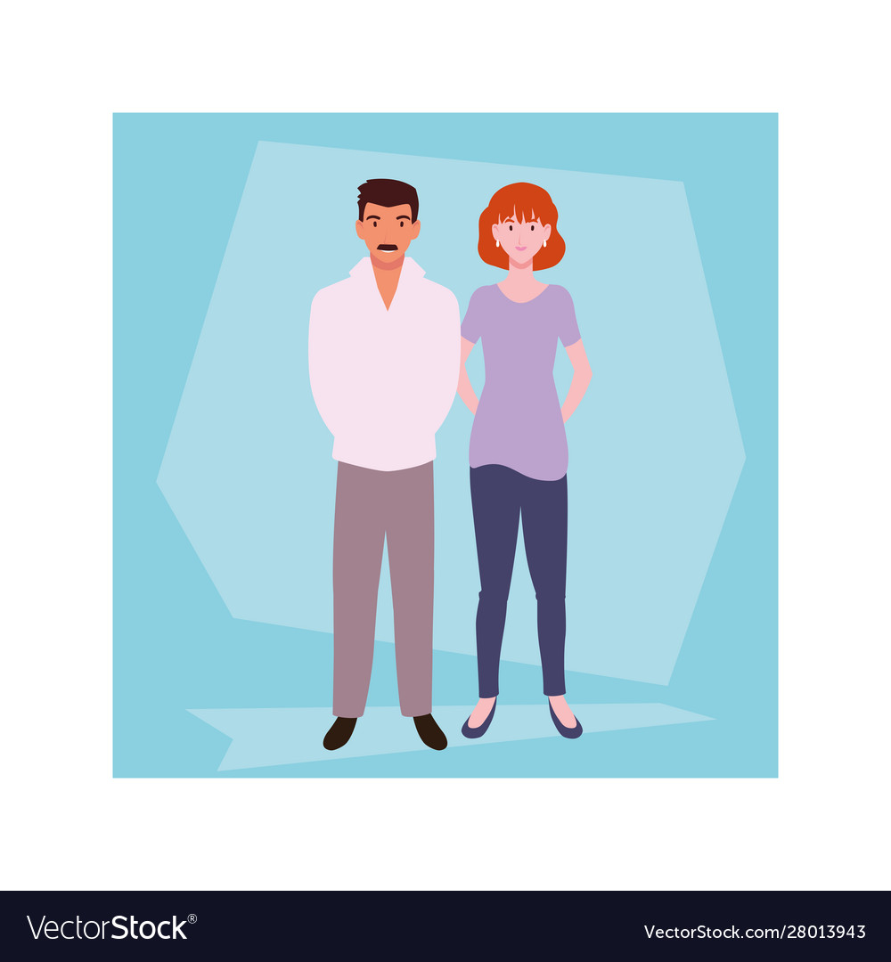 Couple people smiling standing Royalty Free Vector Image