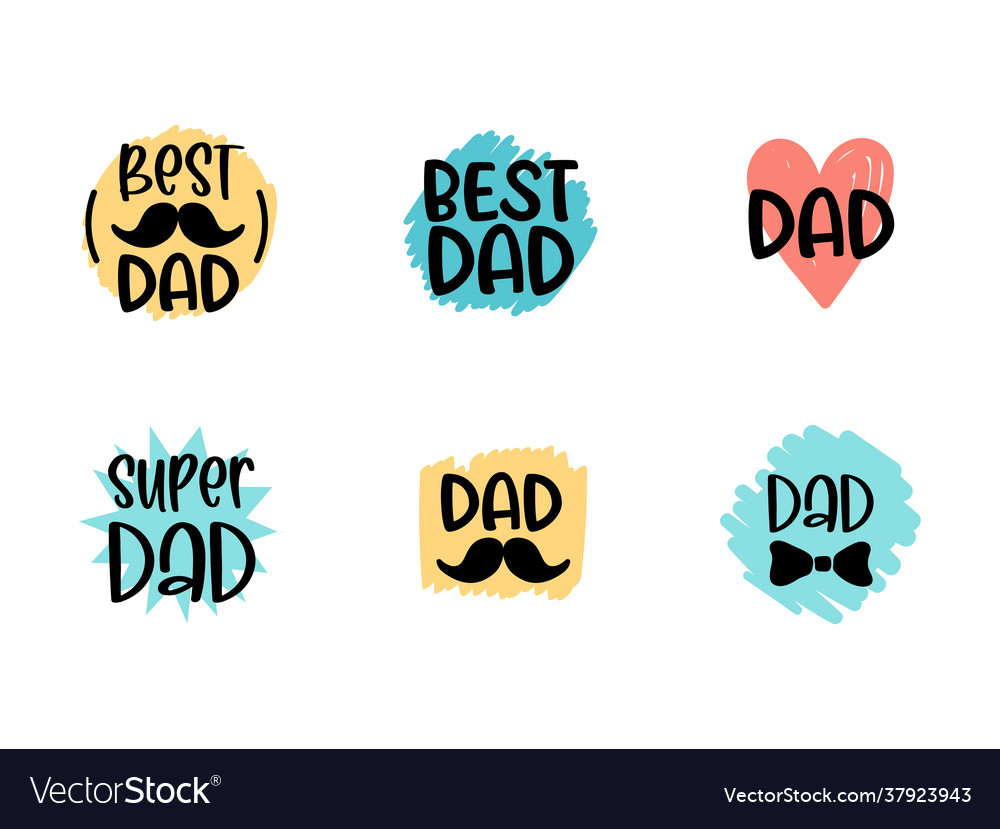 Isolated happy fathers day set with quotes