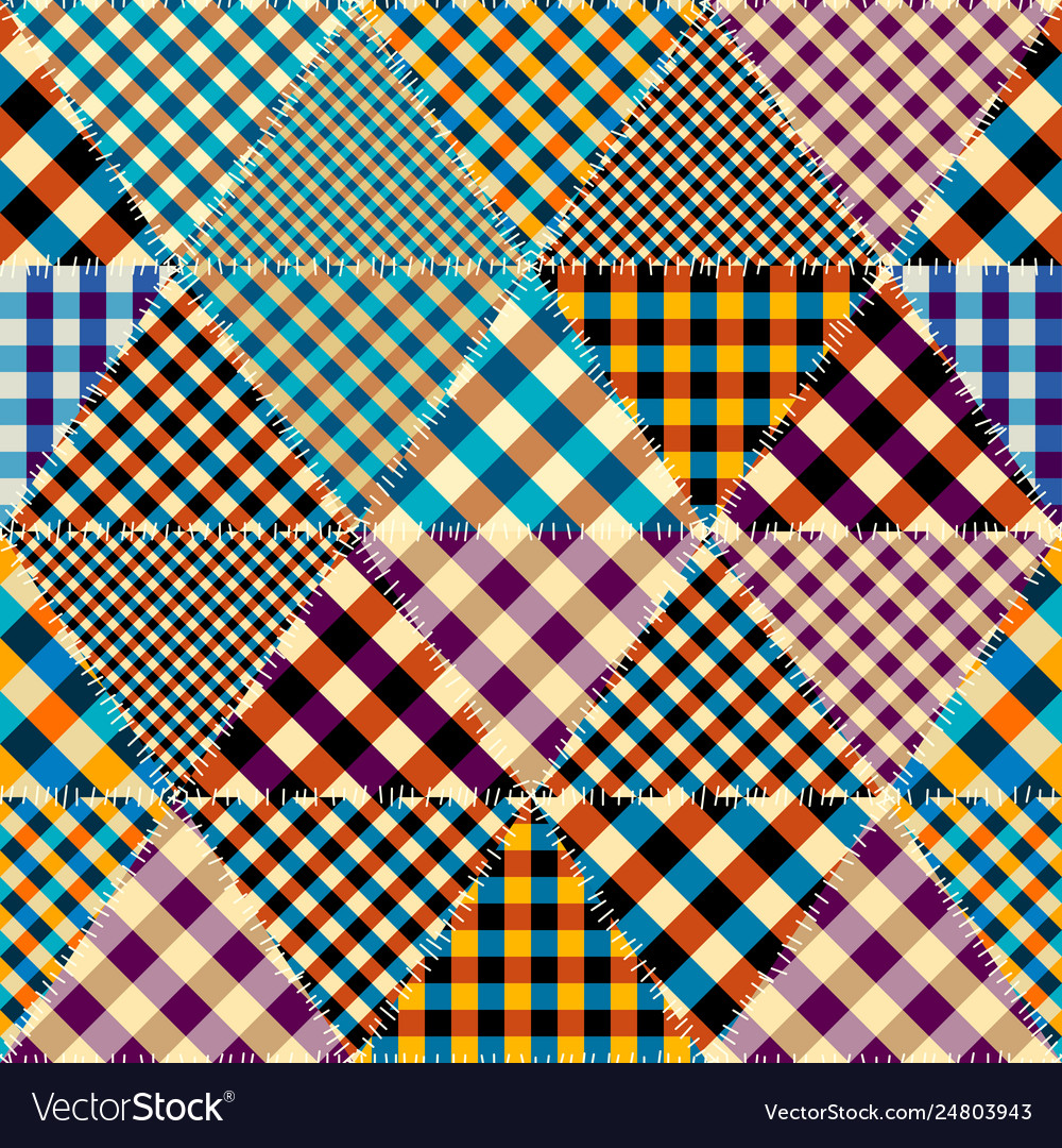 Patchwork textile pattern seamless quilting Vector Image