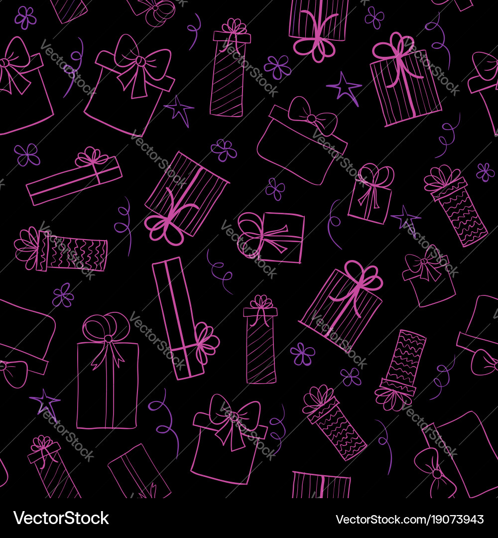 Seamless pattern with hand drawn gift boxes Vector Image