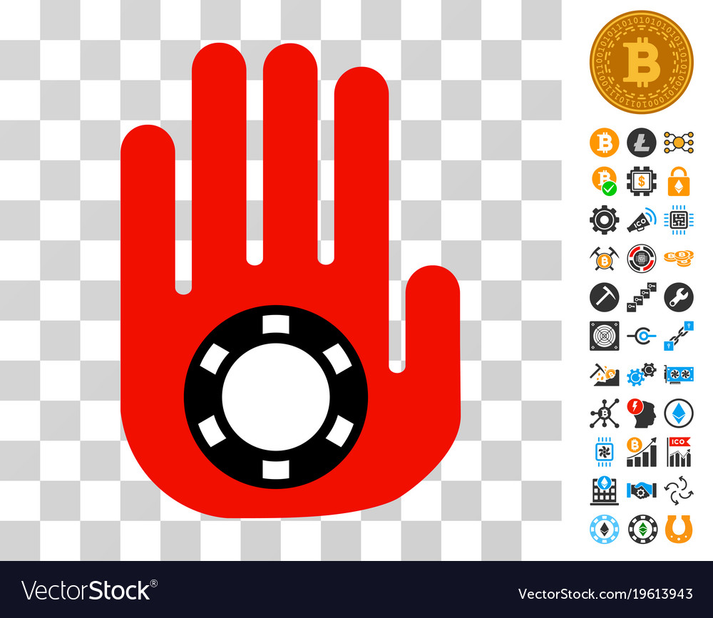 Stop gambling hand icon with bonus